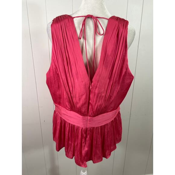 BCBGMaxAzria - Pink Shirred Satin Twist Front Top Size XL. NWOT - Picture 3 of 7